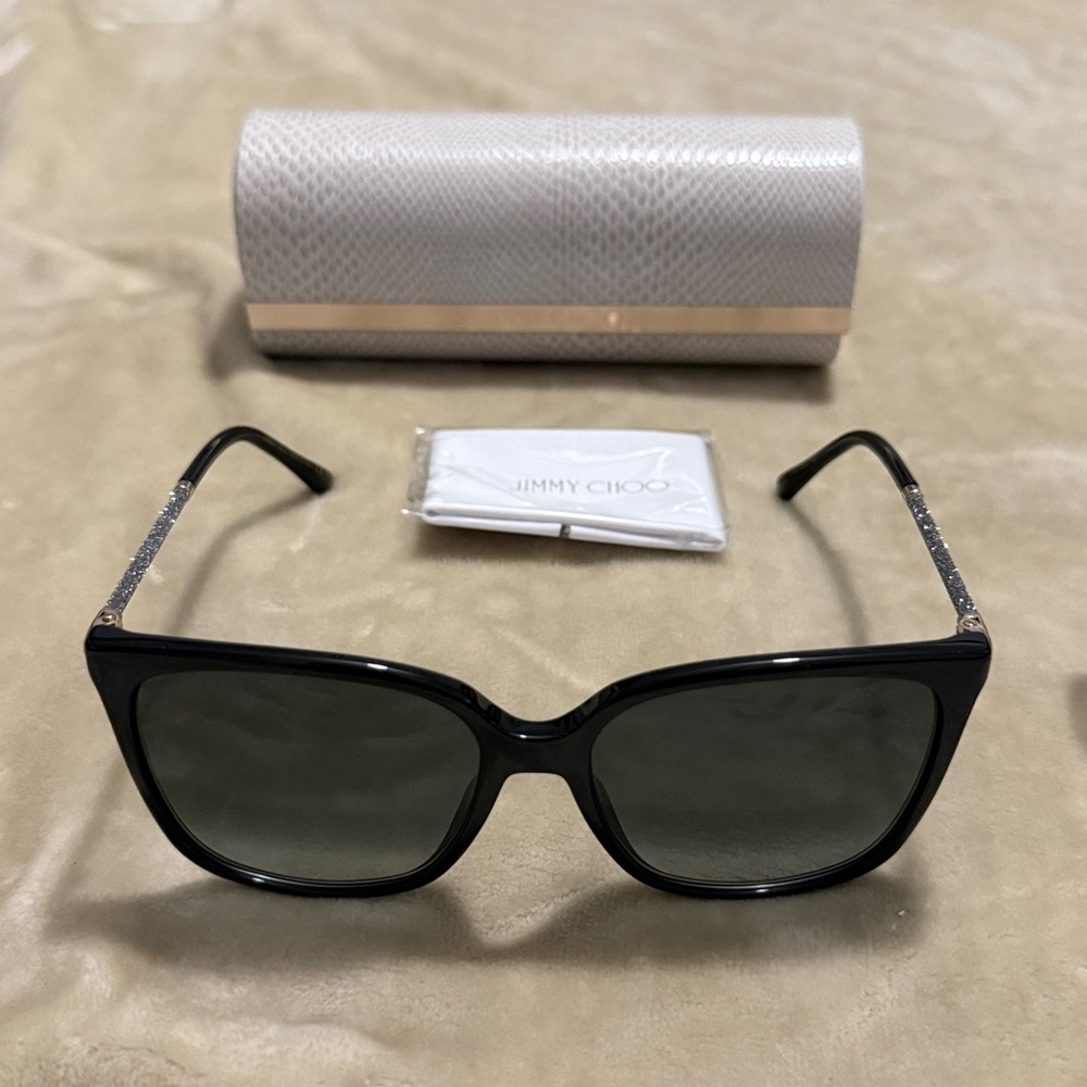 Jimmy Choo Black Sunglasses with Textured Case